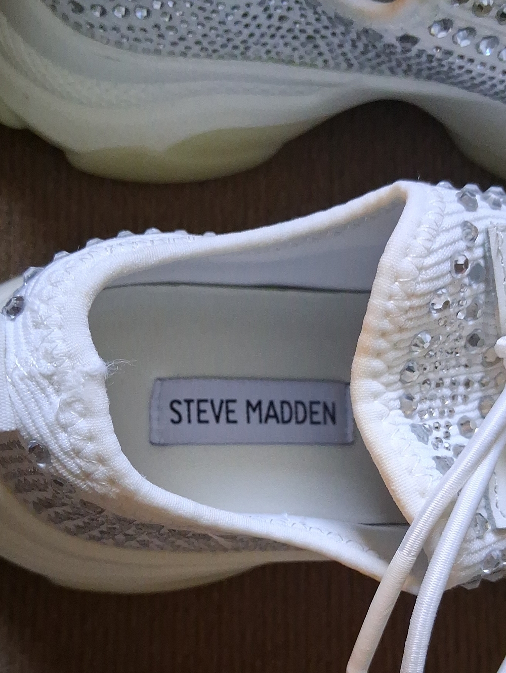Steve Madden White Rhinestone Sneakers - Picture 5 of 9